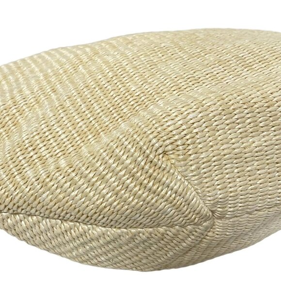 Auth FURLA - Cream Brown Straw Leather Handbag - Picture 3 of 9